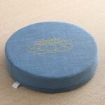 Buddha Stones Lotus Embroidery Cotton Linen Meditation Seat Cushion Decorations BS Soft 40cm*10cm SteelBlue
