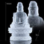 Buddha Stones Kwan Yin Avalokitesvara Handmade Figurine Liuli Crystal Art Piece Wealth Statue Home Offering Decoration Decorations BS 15.5cm White