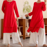 Buddha Stones 2Pcs Simple Design Tai Chi Meditation Yoga Clothing Top Pants Women's Set Clothes BS 18