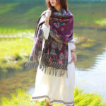 Buddha Stones Tibetan Flower Floral Leaves Pattern Design Shawl Cozy Travel Scarf Wrap Tibetan Shawl BS 16