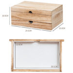 Buddha Stones Retro Beige Wooden Jewelry Box Two-Layer Jewelry Storage Box With Mirror - image 14
