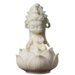 Buddha Stones Mini Ivory Fruit Kwan Yin Avalokitesvara Lotus Wealth Desk Decoration Decorations BS 8
