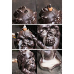Buddha Stones Halloween Skull With Ghost Hand Purple Clay Spiritual Incense Burner Decoration Incense Burner BS 9