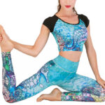 Buddha Stones 2Pcs Undersea World Mysterious Girl Gradient Color Print Top Pants Sports Fitness Yoga Women's Yoga Sets 2-Piece Outfit BS 2