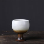Buddha Stones Small Capacity Goblet Design Ceramic Wine Coffee Mug Tea Coffee Cup 170ml Coffee Mug BS White 7.8cm*7.8cm*9cm*170ml