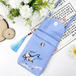 Buddha Stones Small Embroidered Flowers Crossbody Bag Shoulder Bag Double Layer Cellphone Bag Crossbody Bag BS 41