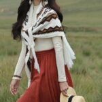 Buddha Stones Tibetan Triangular Shawl Striped Tassels Winter Cozy Travel Scarf Wrap Tibetan Shawl BS 6