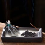 Buddha Stones Mountains Flowing Water Ceramic Blessing Backflow Incense Burner Incense Burner BS 7