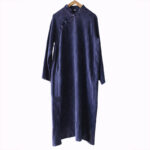 Buddha Stones Flower Jacquard Midi Dress Long Sleeve Cotton Linen Dress Wide Leg Pants With Pockets 9