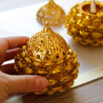 Buddha Stones Gold Pine Cone Pattern Spiritual Rituals Mini Incense Burner Home Tabletop Decor Incense Burner BS 8