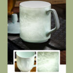 Buddha Stones Jingdezhen White Porcelain Handmade Great Wall Landscape Engraved Ceramic Teacup Office Mug Tea Cups Cup BS 5