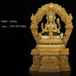 Buddha Stones Shakyamuni Amitabha Medicine Buddha Figurine Serenity Copper Statue Home Decoration Decorations BS 10 cm Four-armed Avalokitesvara&Base