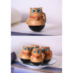 Buddha Stones Mini Lucky Cat Kitten Phoebe Zhennan Wood Blessing Decoration Decorations BS 21