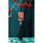 Buddha Stones Handmade Elk Deer Ebony Wood Balance Tassel Car Hanging Decoration Car Hanging Decoration BS 5
