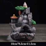 Buddha Stones Mountain Bridges Pattern Meditation Resin Backflow Incense Burner Incense Burner BS Small Bridges Flowing Water 10*8.5*11.5cm