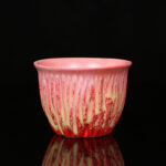 Buddha Stones Retro Blue Red Gradient Lotus Pattern Kiln Change Ceramic Teacup Kung Fu Tea Cup Bowl Cup BS Red 7.8cm*5.6cm*120ml