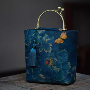 Buddha Stones Leaves Butterfly Metal Chain Crossbody Bag Shoulder Bag Handbag Handbags BS Blue Leaves Butterfly 19*23*10cm