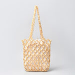Buddha Stones Hand-woven Wooden Beads Shoulder Bag Handbag Shoulder Bag BS Wheat 25*6*30cm