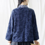Buddha Stones Flower Jacquard V-Neck Long Sleeve Jacket 5