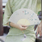 Buddha Stones Jasmine Flowers Handheld Bamboo Folding Fan Folding Fan BS 2