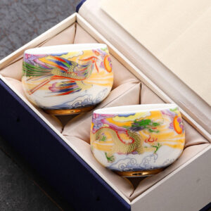 Buddha Stones Dragon Phoenix Auspicious Clouds Sun Ocean Waves Ceramic Teacup Kung Fu Tea Cup Cup BS main
