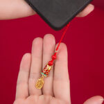 Buddha Stones Koi Fish Cinnabar Attracting Wealth Wish Ruyi Charm Luck Phone Hanging Decoration Phone Hanging Decoration BS 11