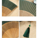 Buddha Stones Vintage Handheld Folding Fan With Bamboo Frames Folding Fan BS 8