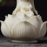 Buddha Stones Mini Ivory Fruit Kwan Yin Avalokitesvara Lotus Wealth Desk Decoration Decorations BS 6