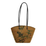 Buddha Stones Vintage Bamboo Magpie Peony Butterfly Large Capacity Shoulder Bag Handbag Shoulder Bag BS 10