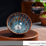 Buddha Stones Lotus Peacock Dragon Phoenix Koi Fish Ceramic Teacup Gold Silver Inlaid Tea Cups 120ml Cup BS Silver Peacock