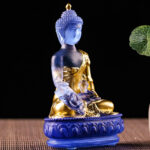Buddha Stones Medicine Buddha Handmade Liuli Crystal Art Piece Compassion Statue Home Office Offering Decoration Decorations BS 13