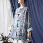 Buddha Stones Birds Flowers Geometry Frog-Button Long Sleeve Ramie Linen Jacket Shirt 22