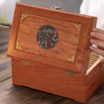 Buddha Stones Antique Handmade Rosewood Jewelry Storage Box Lockable Large Double Layer Flower Wooden Gift Organizer Box Jewelry Storage Box BS 3