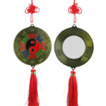 Buddha Stones Feng Shui Bagua Map Chinese Knotting Harmony Energy Map Mirror Bagua Map BS 12.5CM Round Bagua Map