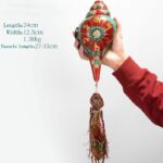 Buddha Stones Tibetan Handmade Shankha Om Mani Padme Hum Buddha Avalokitesvara Turquoise Conch Shell Positive Decoration Decorations BS Om Mani Padme Hum 24*12.5cm