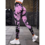Buddha Stones Tie Dye Print Pants Sports Fitness Yoga High Waist Leggings Women's Yoga Pants Leggings BS 23