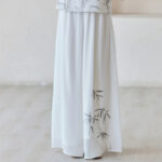 Buddha Stones Bamboo Cheongsam Dress Midi Dress Wide Leg Pants Meditation Spiritual Zen Practice Clothing Women's Meditation Cloth BS Wide Leg Pants(Pants Only) US8/10/2XL