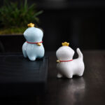 Buddha Stones Mini Lucky Cat Ingot Tea Pet Ceramic Home Desk Figurine Decoration Decorations BS 14