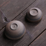 Buddha Stones Simple Brown Striped Texture Ceramic Teacup Kung Fu Tea Cup Bowl Cup BS 17