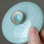Buddha Stones Retro Green Ice Glaze Ceramic Gaiwan Sancai Teacup Kung Fu Tea Cup And Saucer With Lid Cup BS 3