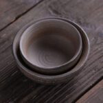 Buddha Stones Simple Brown Striped Texture Ceramic Teacup Kung Fu Tea Cup Bowl Cup BS 16
