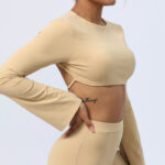 Buddha Stones Long Sleeve Backless Strap Top Bra Flare Pants Fitness Yoga Outfit 2-Piece Outfit BS 23