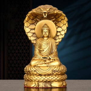 Buddha Stones Buddha Shakyamuni Snake Figurine Serenity Copper Statue Home Offering Decoration Decorations BS 11*9*18.5cm