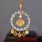 Buddha Stones Lucky Koi Fish Five God Of Wealth Prosperity Hanging Decoration Hanging Decoration BS Koi Fish Five God Of Wealth(with Gift Box)