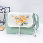 Buddha Stones Embroidered Camellia Epiphyllum Gardenia Sakura Flowers Crossbody Bag Shoulder Bag Cellphone Bag Crossbody Bag BS 35
