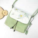 Buddha Stones Embroidered Camellia Epiphyllum Gardenia Sakura Flowers Crossbody Bag Shoulder Bag Cellphone Bag Crossbody Bag BS Green Epiphyllum 20*16cm
