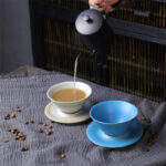 Buddha Stones Planet Design Ceramic Coffee Mug Rough Pottery Tea Coffee Cup With Saucer Coffee Mug BS 6