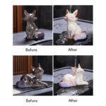 Buddha Stones Color Changing Small Cute Fox Tea Pet Resin Home Figurine Decoration Decorations BS 6