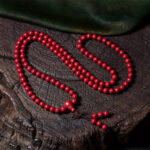 Buddha Stones 108 Mala Beads Cinnabar Om Mani Padme Hum Pattern Engraved Blessing Bracelet Mala Bracelet BS 6mm*108 Round Beads