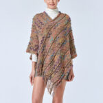 Buddha Stones Tibetan Colorful Striped Shawl Tassels Pullover Winter Cozy Travel Scarf Wrap Tibetan Shawl BS Khaki 85*75cm